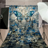Aperturee - Aperturee Blue Abstract Crystal Butterfly Sweep Photo Backdrop
